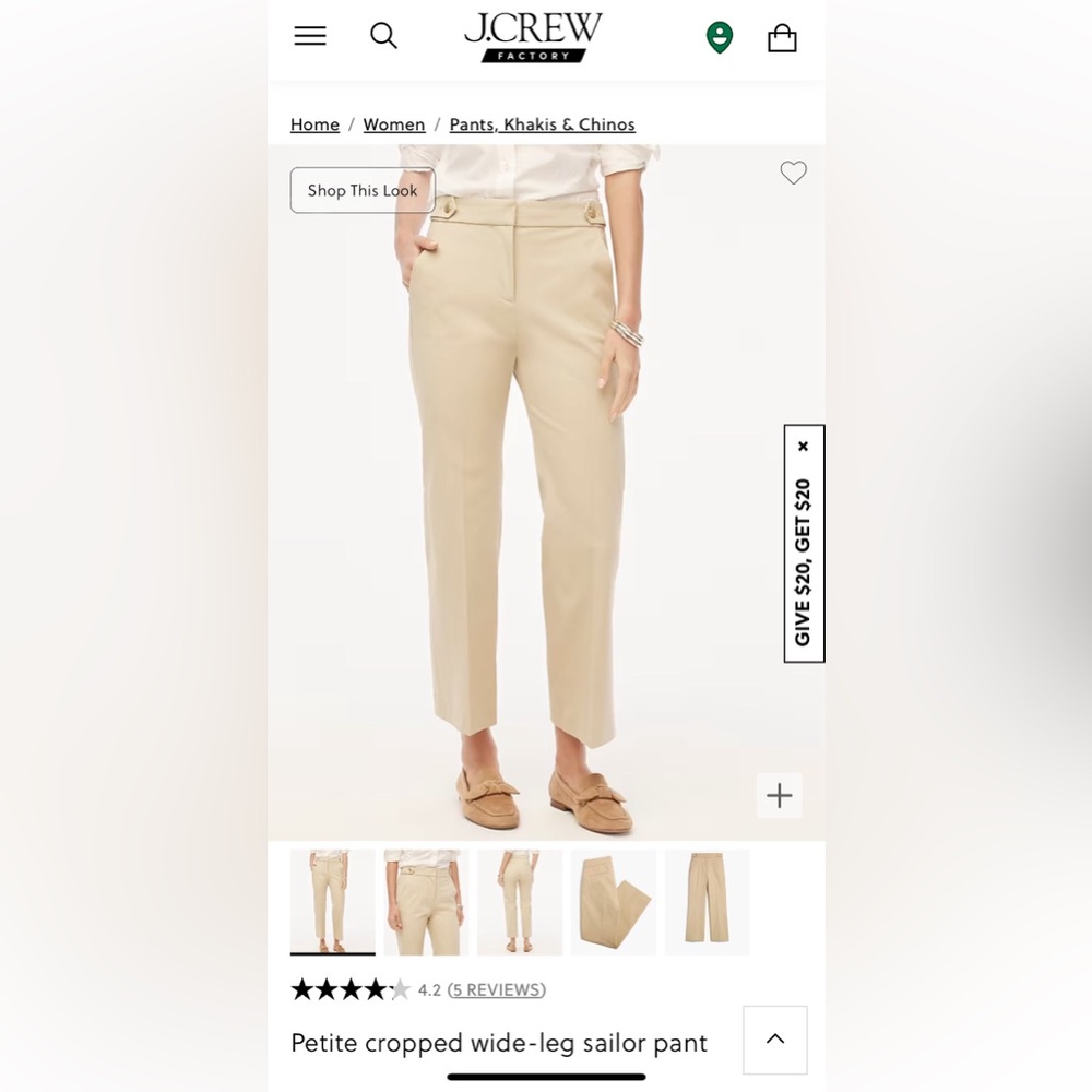 NWT J. Crew Factory Petite cropped wide-leg sailor pant size 4P in navy.